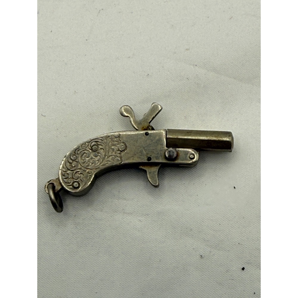 Antique 1920's‎ Pin Fire Cap Pistol Gun Watch Fob Charm Pendant keychain working